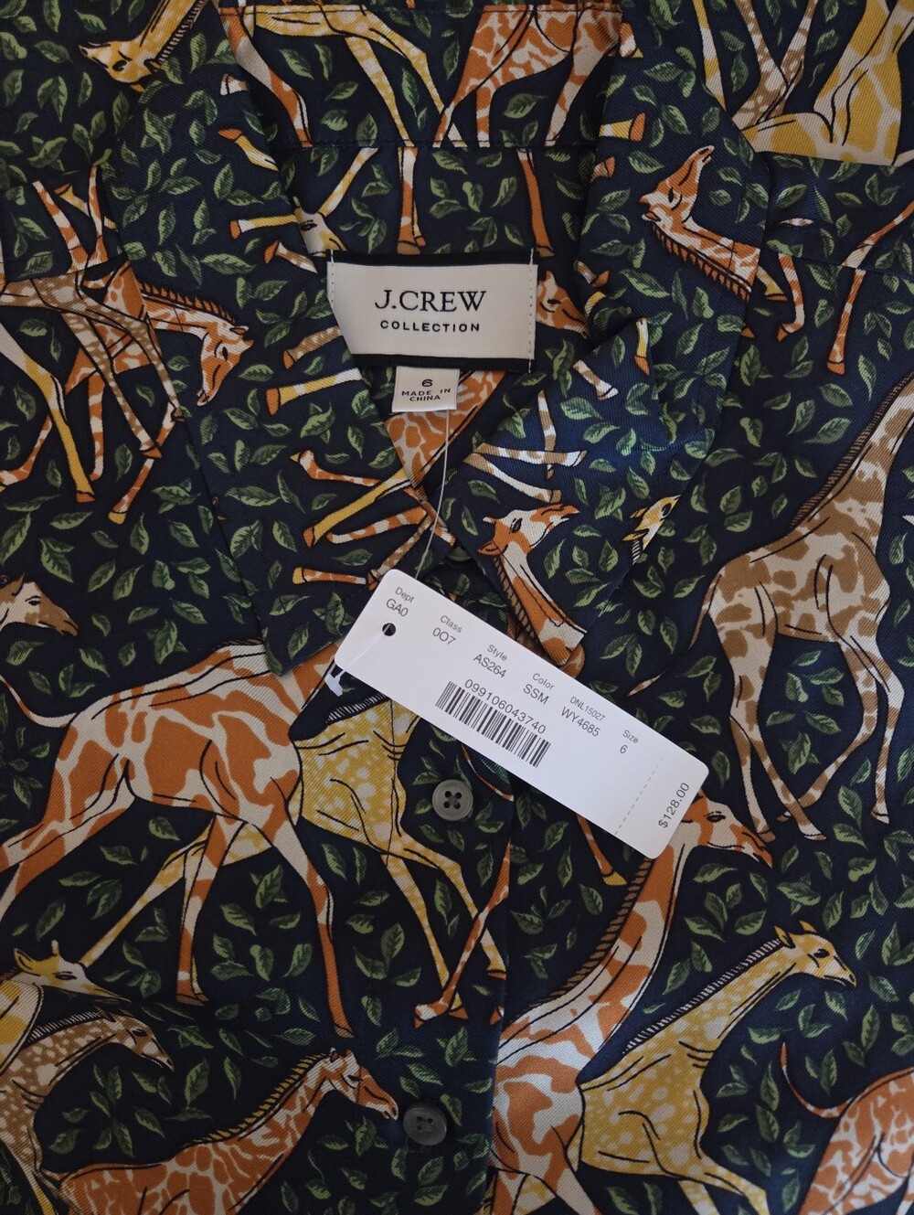 NWT J.CREW SIZE 6 COLLECTION SILK GIRAFFE-PRINT 🦒BUTTON-DOWN SHIRT - Picture 5 of 7